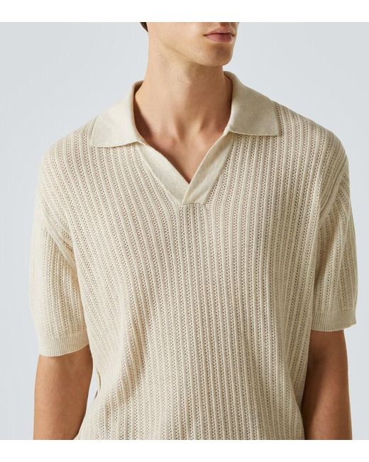 Frescobol Carioca Natural Rino Ribbed-Knit Cotton Polo Shirt for men