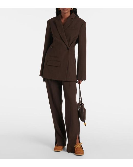 Jacquemus Brown Batto Croc-Effect Suede Boat Shoes