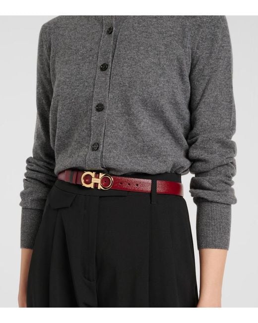 Ferragamo Red Gancio Mediterraneo Leather Belt