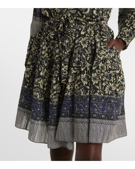Ulla Johnson Blue Abri Floral Printed Cotton Minidress