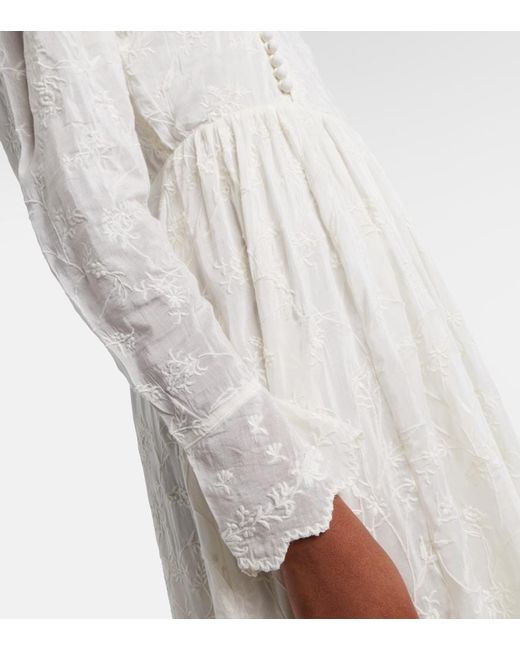 Isabel Marant White Zoen Floral Cotton And Silk Maxi Dress