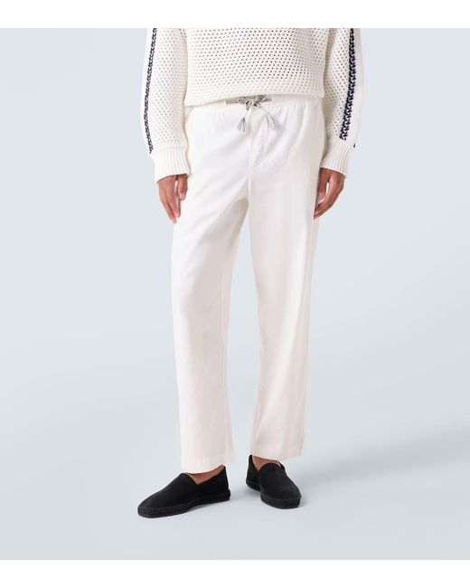 Pantalones Rectos Sonoran En Mezcla De Lino Orlebar Brown de hombre de color White