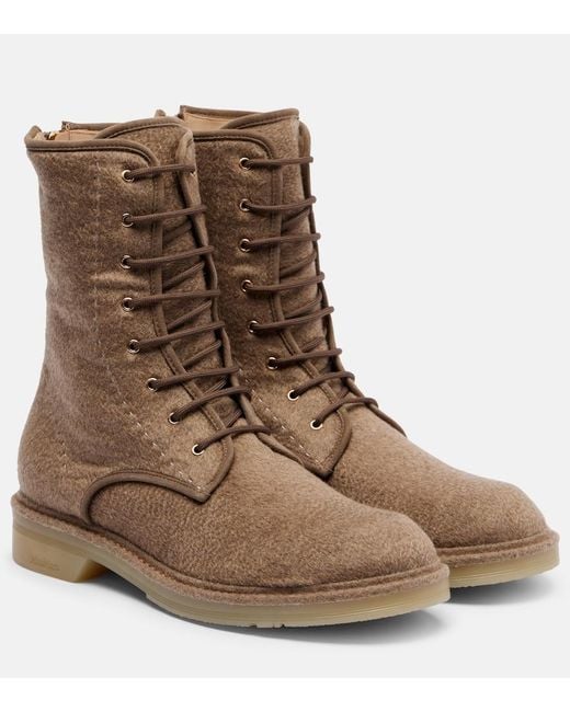 Max Mara Brown Baker Cashmere Combat Boots