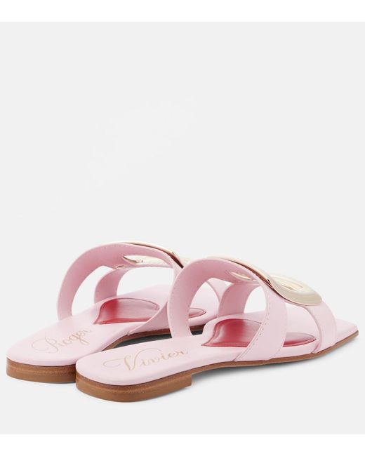 Roger Vivier Pink Viv' By The Sea Leather Sandals