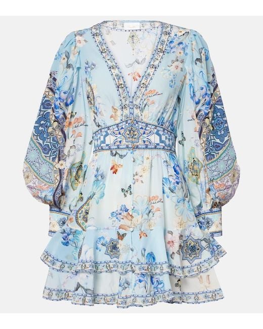 Camilla Blue Verziertes Minikleid Aus Seide