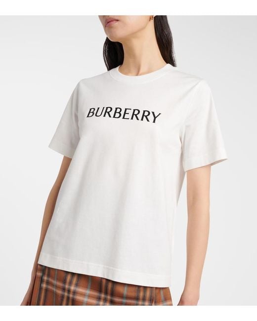 Burberry White Cotton T-Shirt With Logo