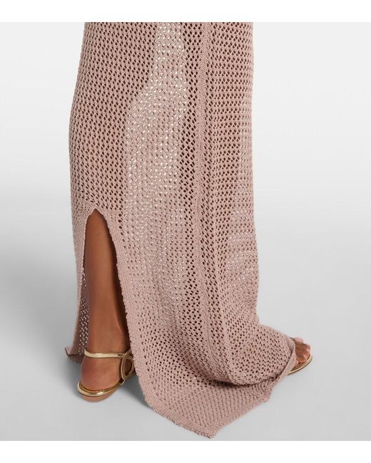 Bananhot Pink Hilsa Open-Knit Lame Maxi Dress