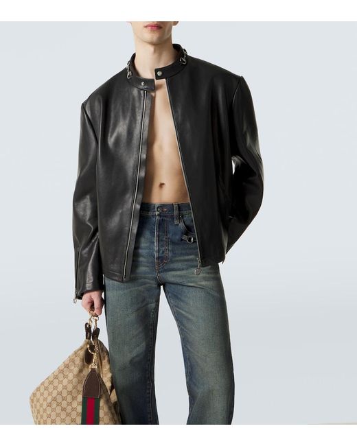 Gucci Black Horsebit Leather Jacket for men