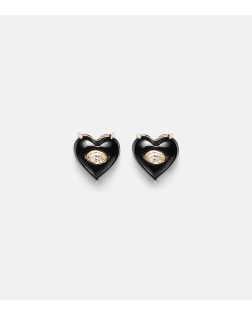 Sydney Evan Black 14Kt Earrings With Diamonds And Onyx