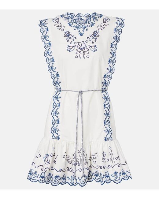 ALÉMAIS Blue Besticktes Minikleid Leela Aus Baumwolle