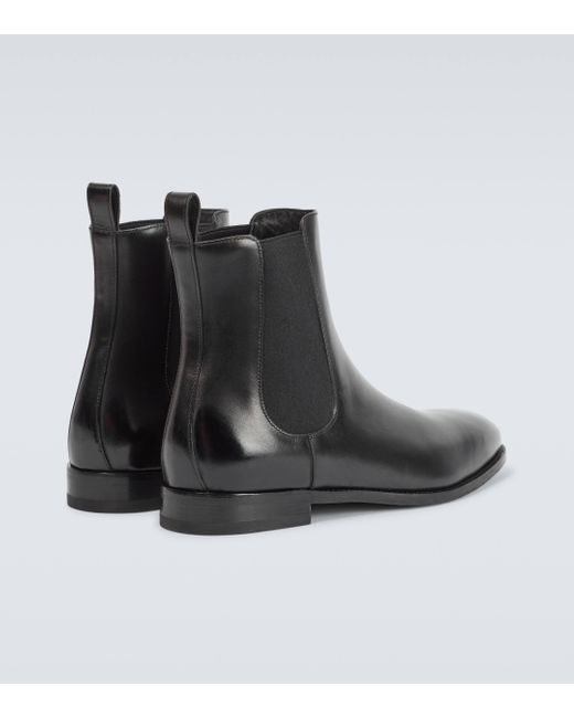 Manolo Blahnik Black Delsa Leather Chelsea Boots for men