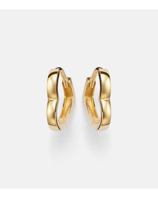 STONE AND STRAND Metallic Heart 14Kt Huggie Earrings