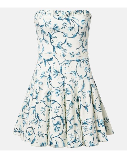 Agua Bendita Blue Caudal Strapless Cotton-Blend Minidress