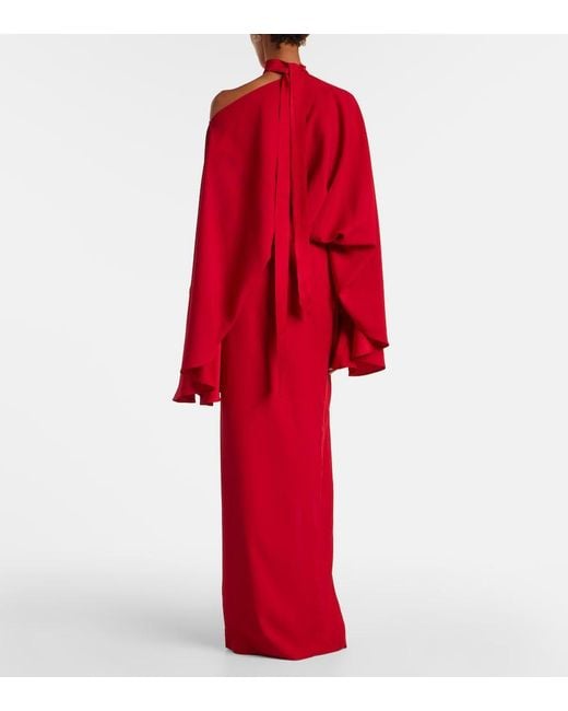 ‎Taller Marmo Red Brooks Scarf-Detail Crepe Maxi Dress