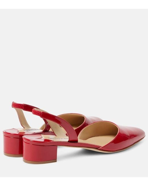 Manolo Blahnik Red Aspro 30 Patent Leather Slingback Pumps