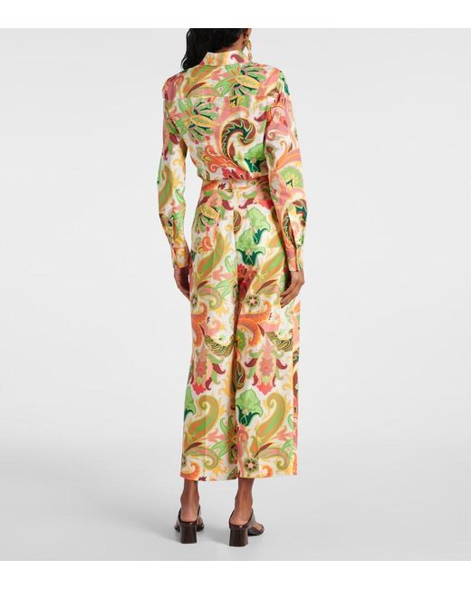 Etro Multicolor Printed Cotton Wide-Leg Pants