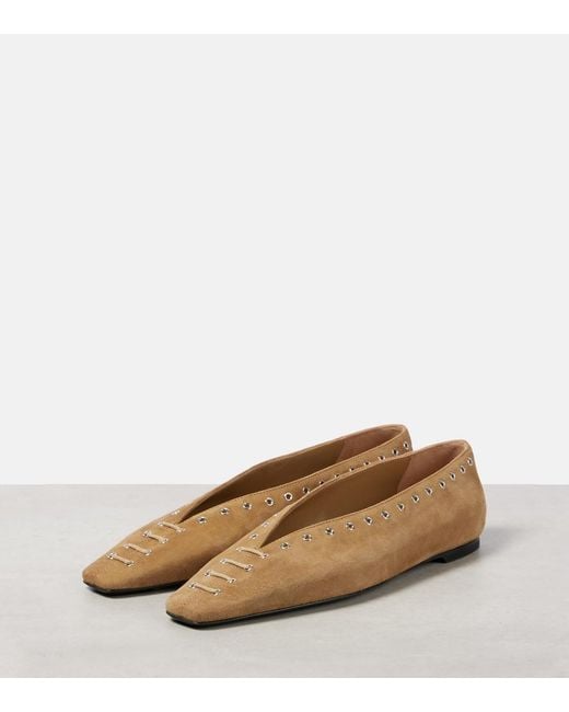 Totême Brown Suede Ballet Flats