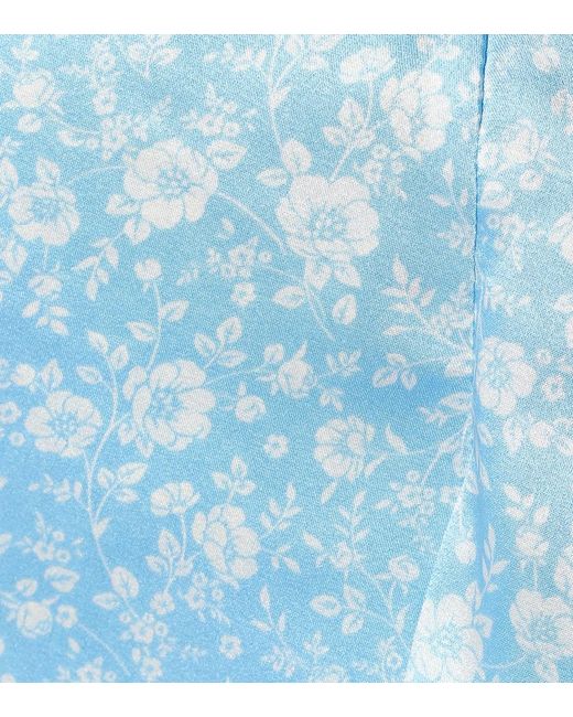 Ganni Blue Stretch-Silk Satin Midi Skirt