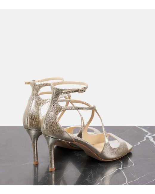 Jimmy Choo Metallic Azie 75 Glitter Leather Sandals