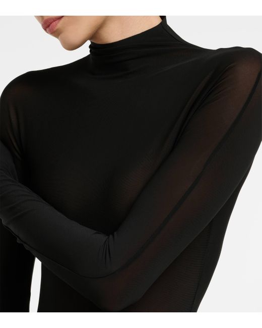 Alaïa Black Draped Jersey Maxi Dress