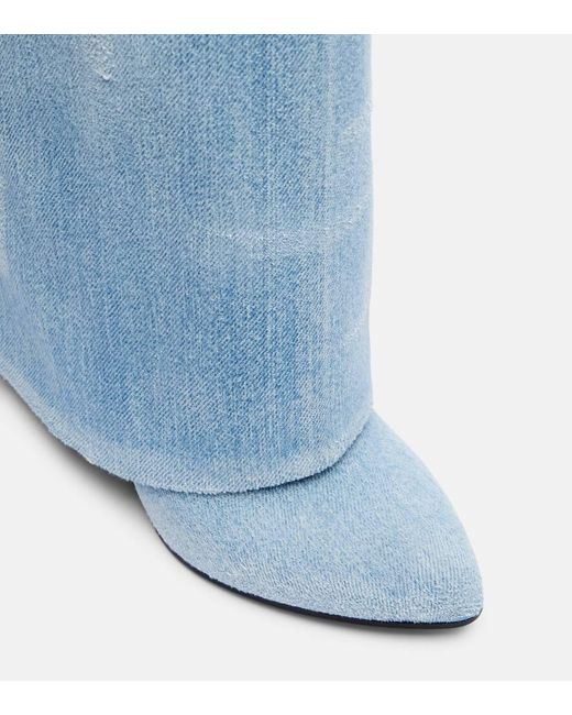 Givenchy Blue Shark Lock Washed Denim Boots