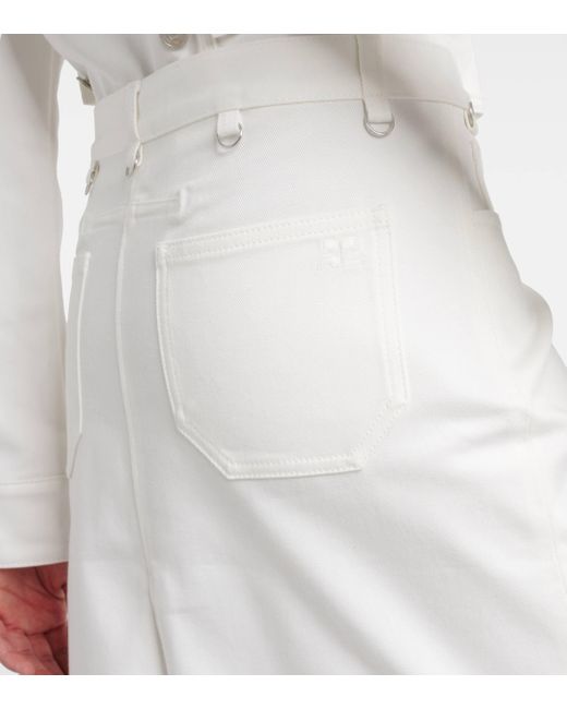 Courreges White Multiflex Denim Midi Skirt