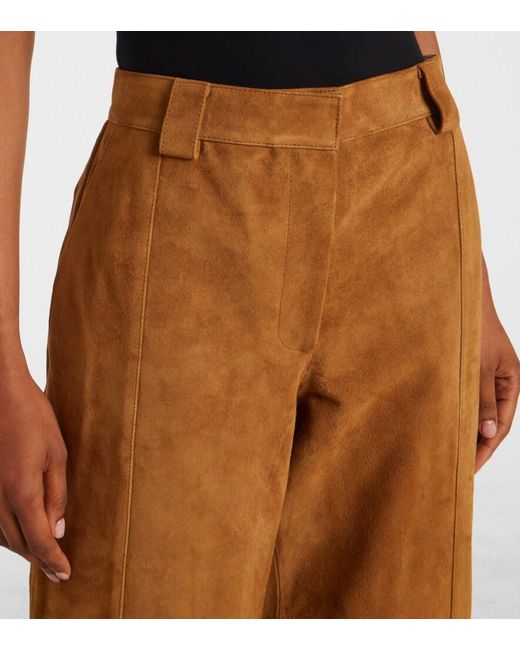 Tory Burch Brown Suede Wide-Leg Pants