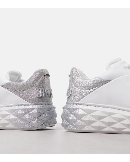 Jimmy Choo White Diamond Maxi/F Ii Glitter Leather Sneakers