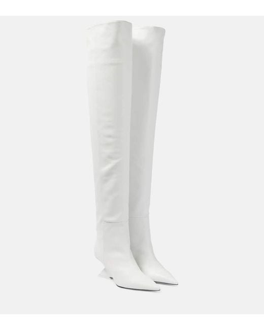 The Attico White Cheope Leather Over-The-Knee Boots
