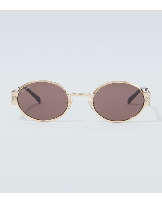 Gucci Brown Gg Round Sunglasses for men