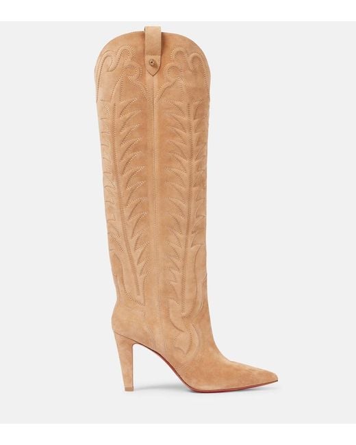 Christian Louboutin Brown Stiefel Santia Botta 85 Aus Veloursleder