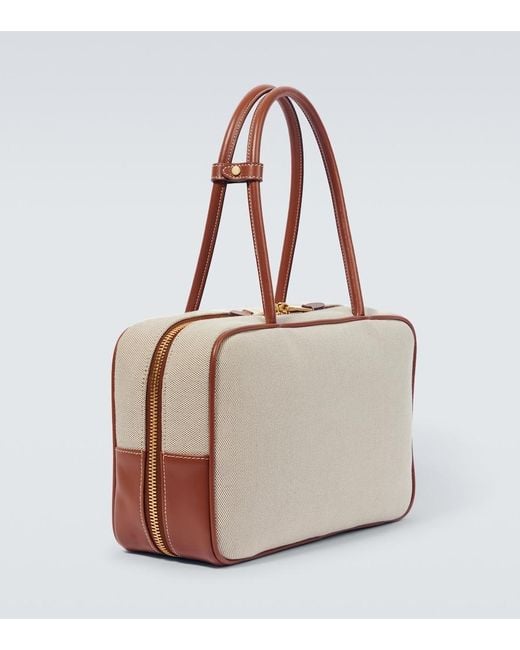 Miu Miu Natural Logo Leather-Trimmed Canvas Tote Bag for men