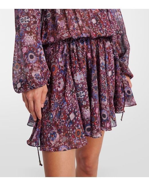 Miniabito Bess Arricciato Con Stampa Floreale di Isabel Marant in Purple