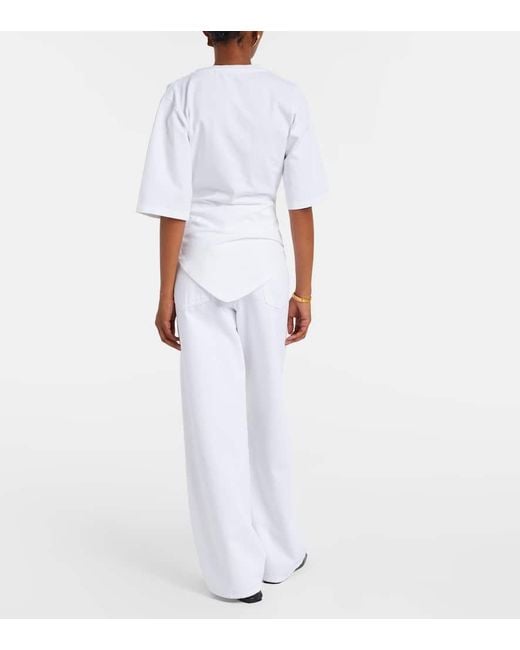 Rohe White Gathered Cotton Jersey T-Shirt