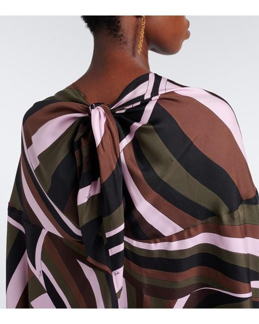 Emilio Pucci Black Iride Crepe De Chine Silk Kaftan
