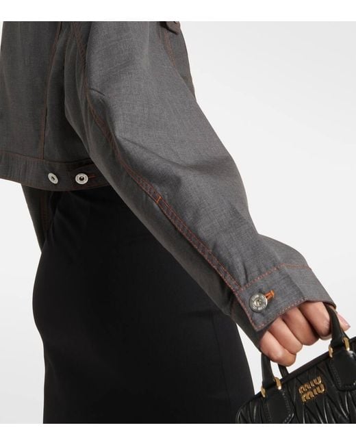 Miu Miu Black Cropped Virgin Wool Jacket