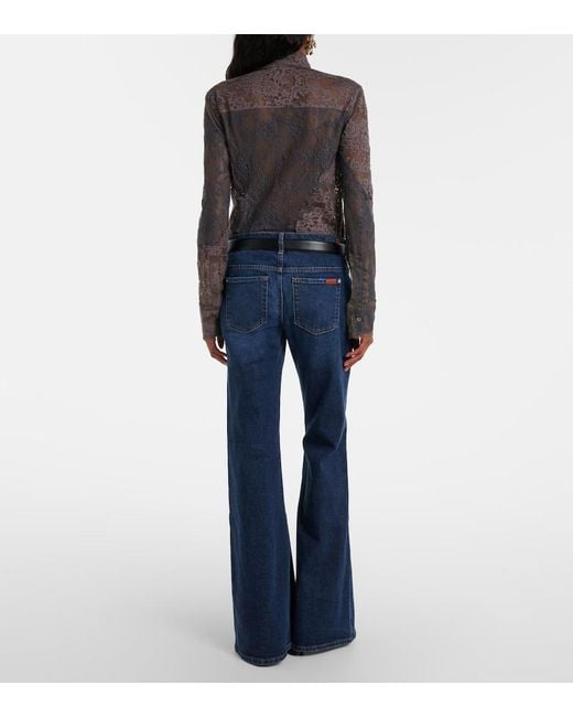 7 For All Mankind Blue Low-Rise Flared Jeans