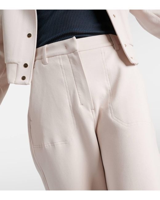 Max Mara White Cotton-blend Jersey Straight-leg Pants