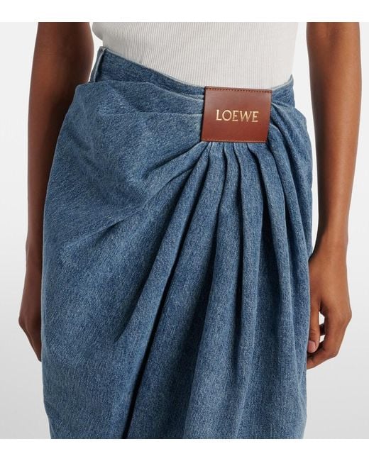 Loewe Blue Draped Wide-Leg Jeans