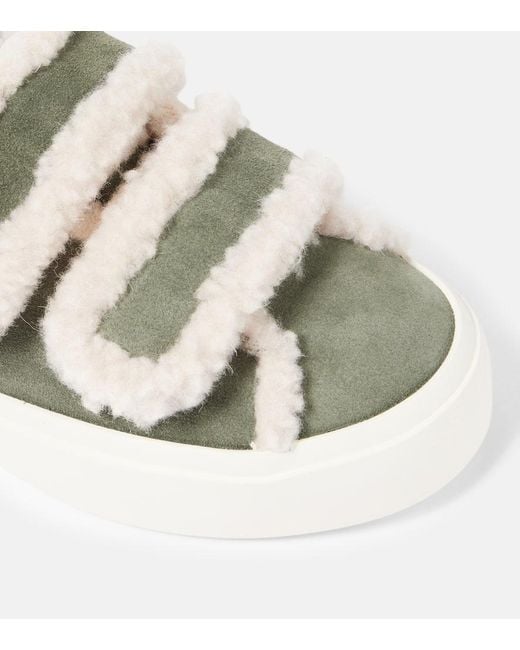 Inuikii Metallic Shearling-Trimmed Suede Sneakers