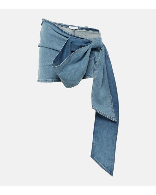 Blumarine Blue Bow-detail Denim Miniskirt