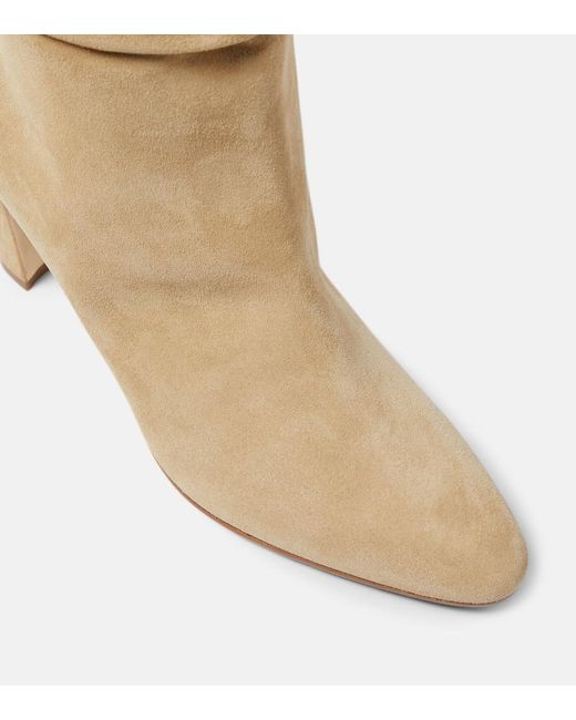 Manolo Blahnik Natural Calasso Suede Ankle Boots