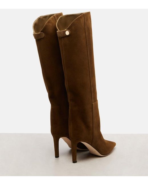 Jimmy Choo Brown Alizze 85 Suede Knee-High Boots