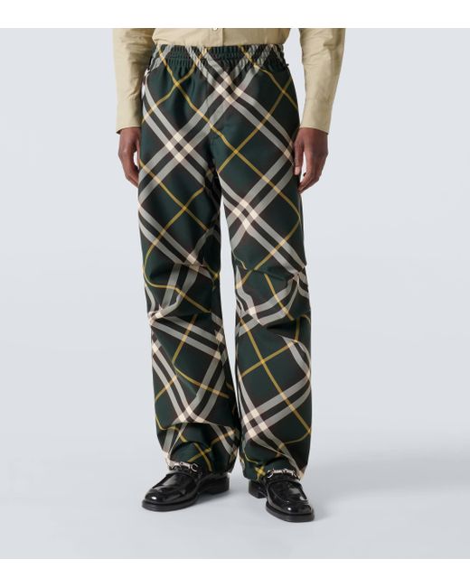 Burberry Green Check Wide-leg Pants for men
