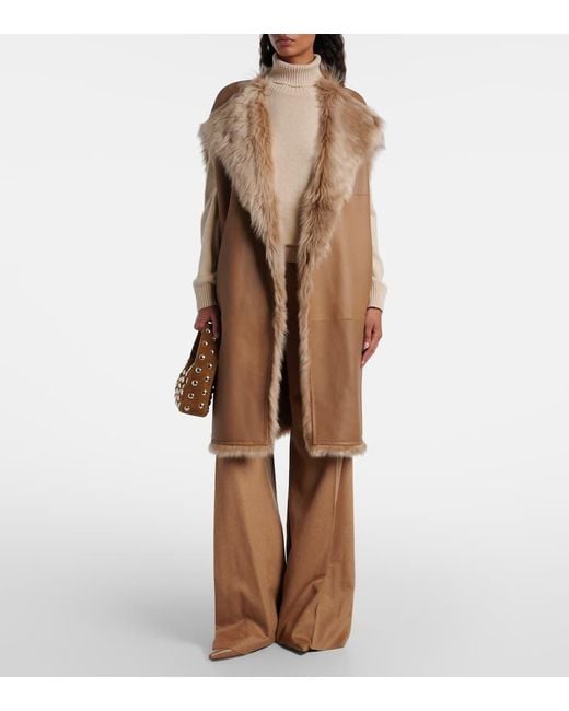 Yves Salomon Brown Wendbarer Mantel Aus Leder Und Shearling