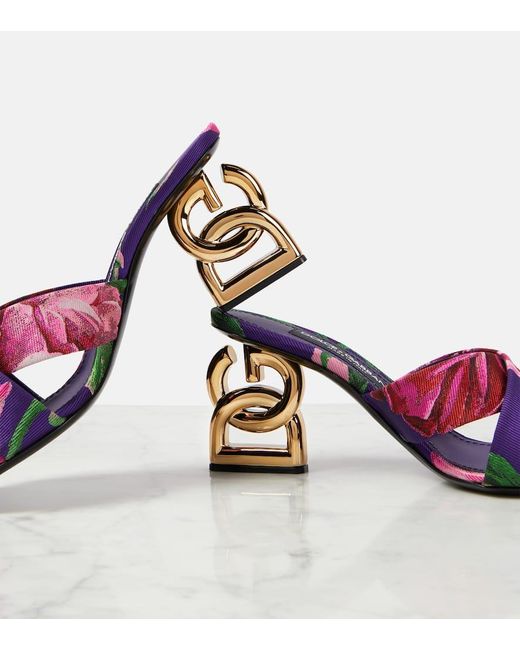 Mules en jacquard floral Dolce & Gabbana de color Purple