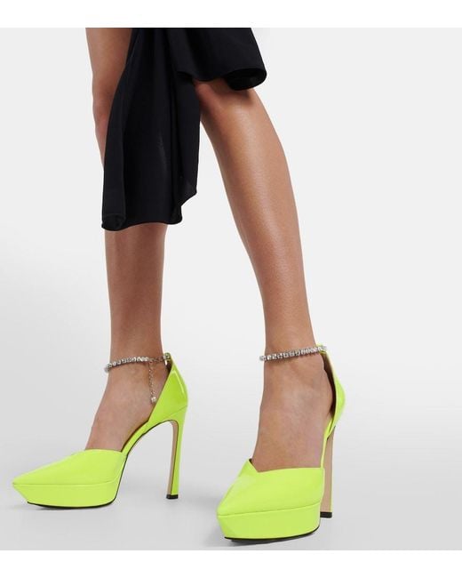 Jimmy Choo Green Saeda 125 Embellished Platform Pumps