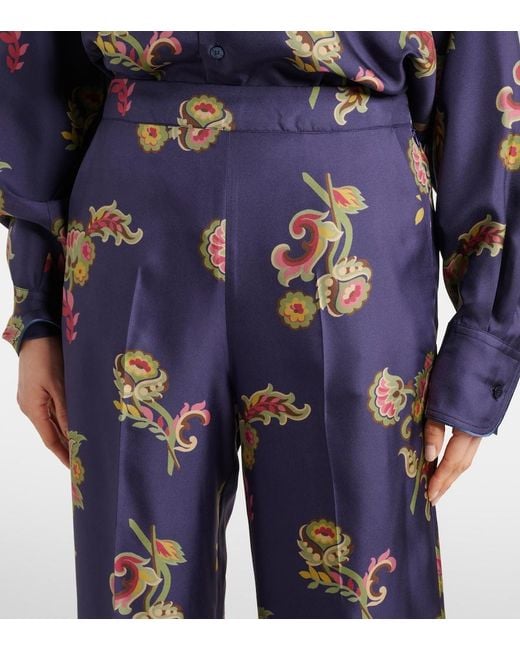 Etro Blue Silk Palazzo Pants