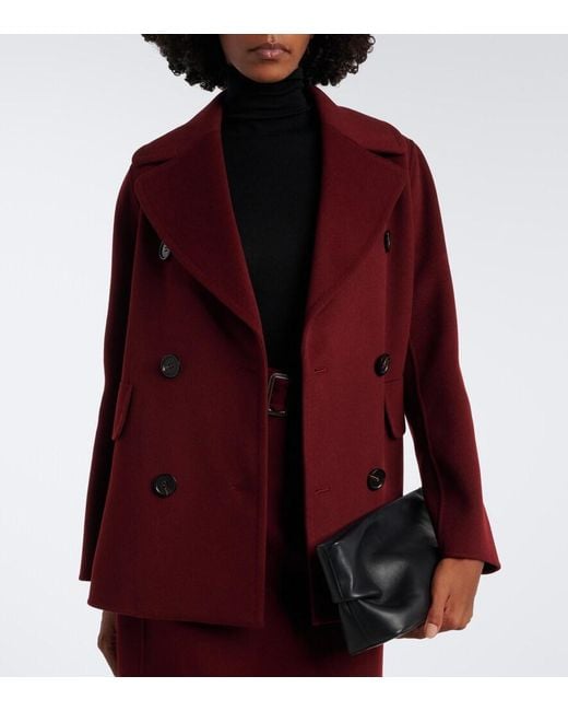 Max Mara Purple Virgin Wool Peacoat