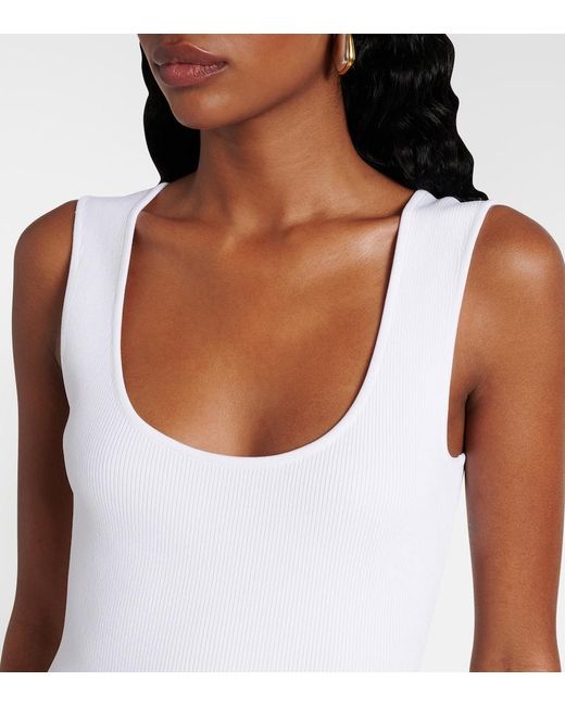 Bottega Veneta White Chain-Detail Ribbed-Knit Midi Dress